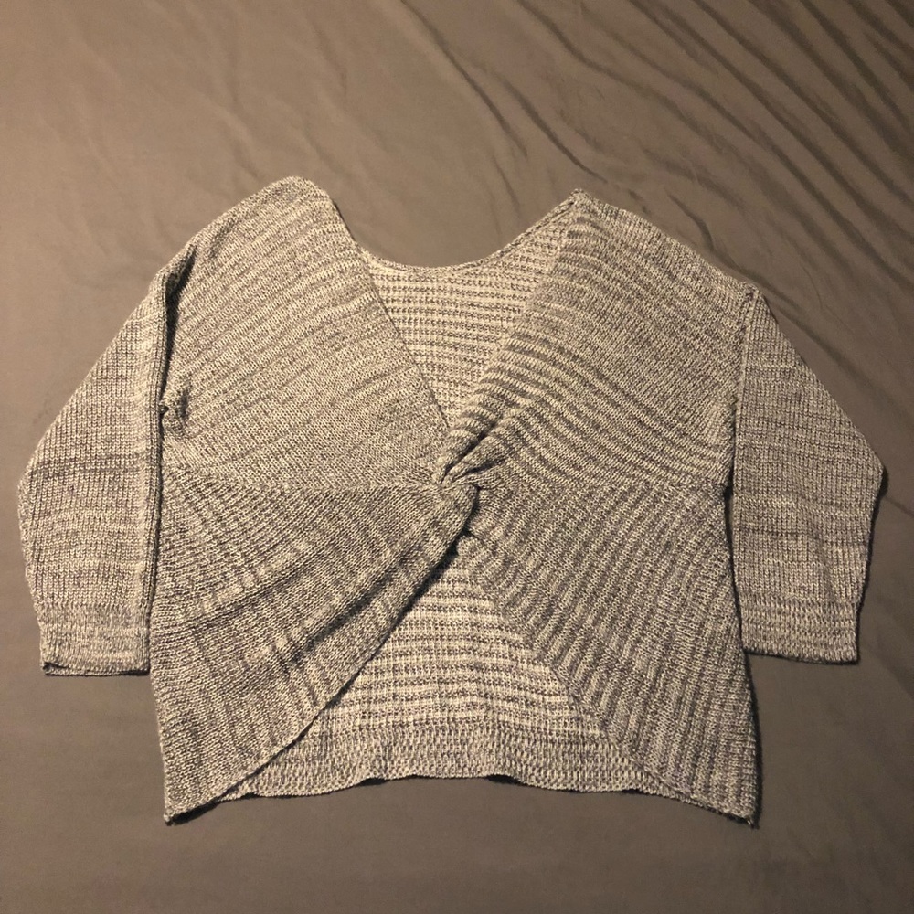 Marled Grey ballet faux wrap sweater